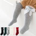 【HOT】 New Kids Socks Toddlers Girls Big Bow Knee High Long Soft Cotton Baby Socks Kids Solid Colour Cute Bow Girls Socks. 