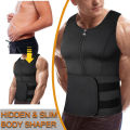 Men Neoprene Sauna Zipper Waist Trainer Corset Vest Belly Trimmer Compression Body Shaper Shirts Slimming Belt Faja Shapewear. 