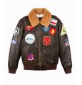 Tom Cruise leather jacket Top gun in brown cow mild grain. Leather jacket for men's. 