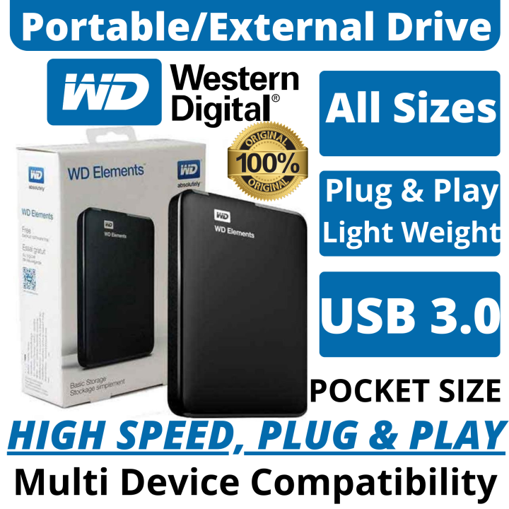 USB 3.0 Western Digital Portable External Hard Drive 1TB 1000GB 750GB  500GB 320GB 250GB 160GB 120GB 80GB Portable Hard Disk