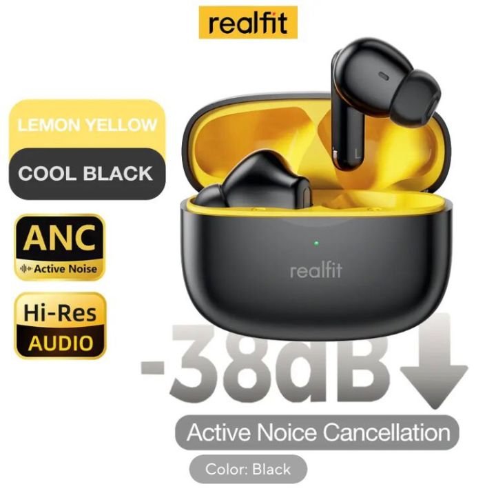 Realfit F3 ANC Active Noice Cancellation Bluetooth Earphones ENC Call HIFI Stereo Superb Bass Wireless Earbuds With Gaming Mode, Lenovo
