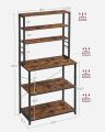 Coffee Bar, Baker's Rack for Kitchen with Storage, 6-Tier Kitchen Shelves with 6 Hooks, Microwave Stand, Industrial, Rustic Brown and Black. 