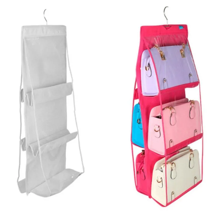 6%20Pockets%20Hanging%20Purse%20Handbag%20Organizer%20Clear%20Hanging%20Shelf%20Bag%20Collection%20-%20Image%203