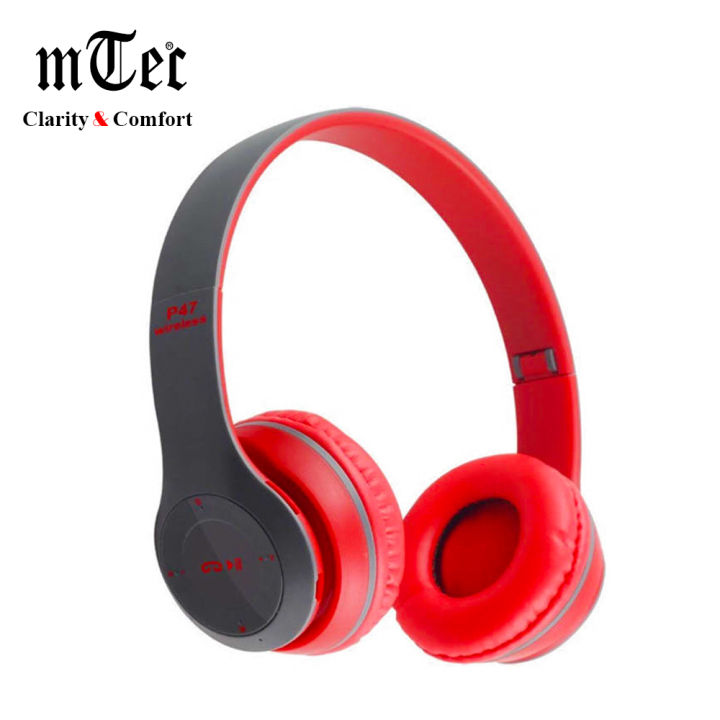 mTec%20Wireless%20Headphones%20P47%20Bluetooth%20Fold-able%20Headset%20with%20Stereo%20Earphones%20Red%20-%20Image%204