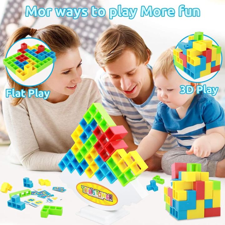Tetra Tower Games Balance Stacking Team Building Blocks Board Game for Kids & Family, Balancing Blocks Board Games Stacking Fun Toy for Children