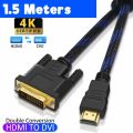 HDMI to DVI Display Cable 1920*1080P HD Monitor TV Projector Video Laptop Cable 1.5M/2M/3M Adapter. 