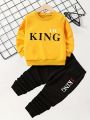 Baby Boy'S Letter Prin Clothes Long Sleeve Sweatshirt & Trousers Set, Casual Fall Summer Kid'S tracksuit. 