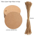 50pcs Kraft Paper Tags Kraft paper Cards with Strings Wedding Birthday Christmas Party Gift Tag Cookie Packaging Supplies. 
