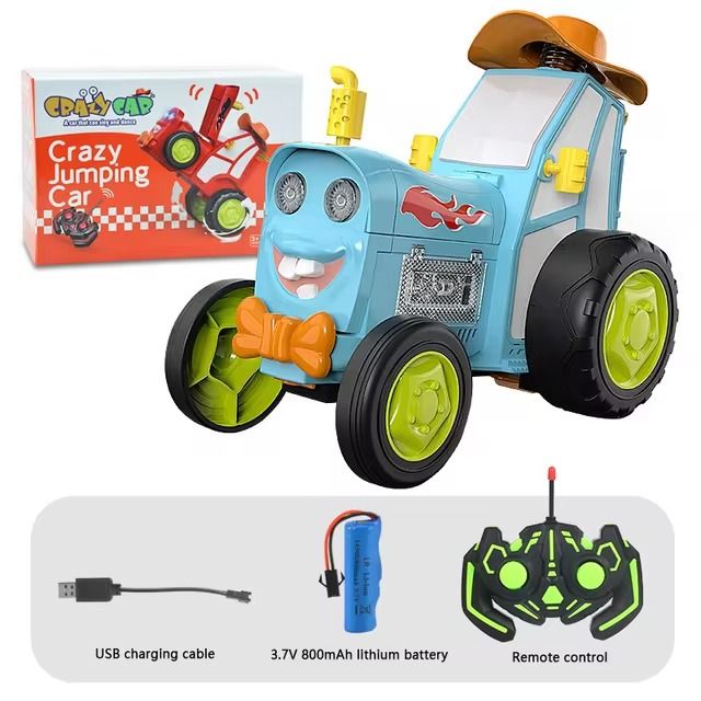 Crazy Jumping Car with Music Lights, Remote Control Vehicle, Infrared Stunt Cars, Upright RC Truck, Funny Toys for Kids