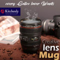 Camera Lens Shape Coffee Tea Mug with Lid - 350 ml. 