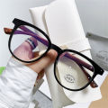 Round Frame Eyeglasses Vintage Wood Grain Legs Anti-Blue Light Optical Glasses Women Men Casual Fashion Spectacles. 