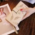 Purse for Women – All-Season PU Leather Long Hasp Fold-Over Clutch with Hollow Leaf Pattern & Coin Pocket. 