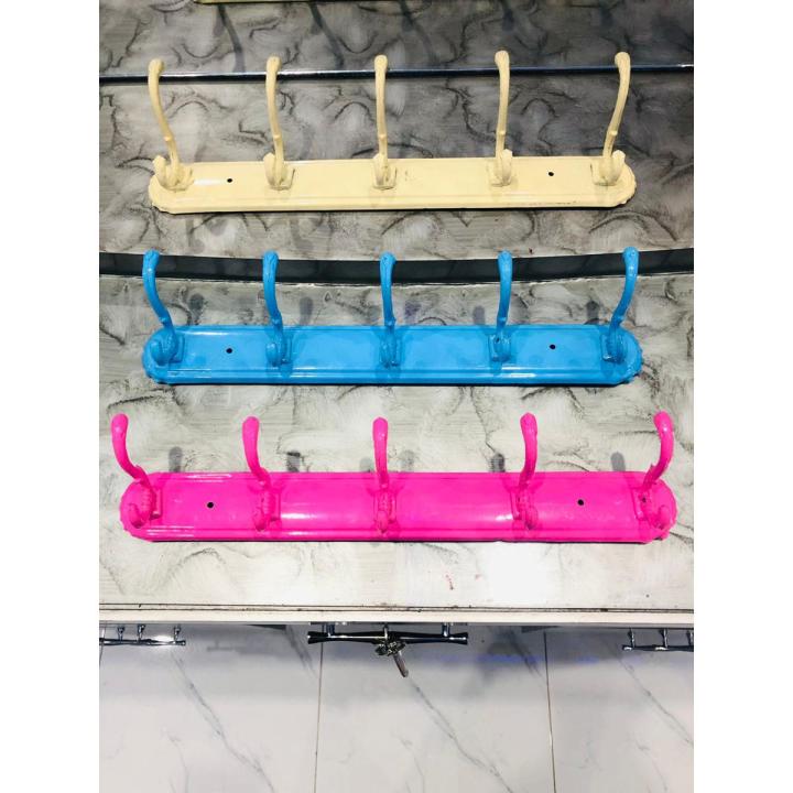 Cloth Holder -Cloth Hanging Hooks Wall -Door Mount Best Quality Hook-Killi-( 5 hook 14 inch length)Multicolor 1 Pc