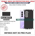 Infinix Hot 50 PRO PLUS full Back 360 Protection skin wrap with sides and camera protection premium quality full cover. 
