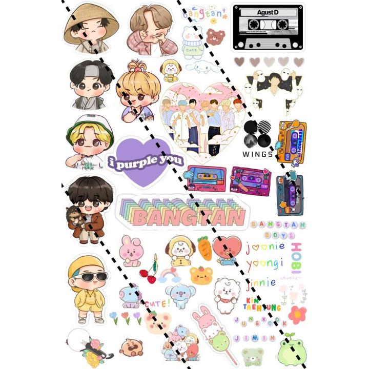 KPOP BTS sticker bt21 stickers bangtan boys bts uncut stickers ( but 4 get 1 free)