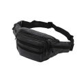 Men Leather Waist Bag Travel Pocket - Black. 