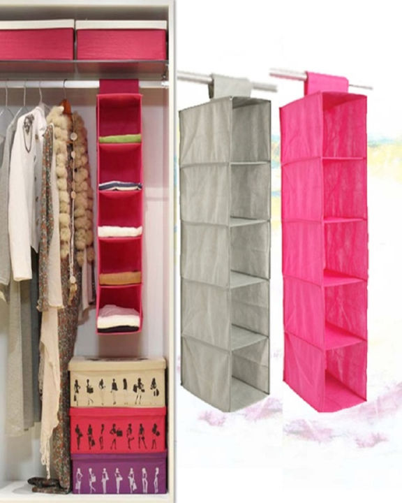 Closet%20Organizer%20Hanging%20Storage%20Bag%20Wardrobe%20Cloth%20Organizer%205/6%20Layers%20Shelf%20Foldable%20Rack%20Shelves%20-%20Image%202