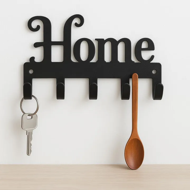 Decorative Home Wall Keychain Holder – Metal Key Hanger with 5 Hooks ...