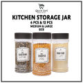 Quick Cart Durable Plastic Kitchen Spice Storage Jars 6/12 Pcs Set with Lids - Medium/Large Sizes. 