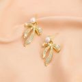 Silver Needle Allergic Free Leaf Shape Pearl Dangle Earrings High End, Elegant Versatile, Delicate. 