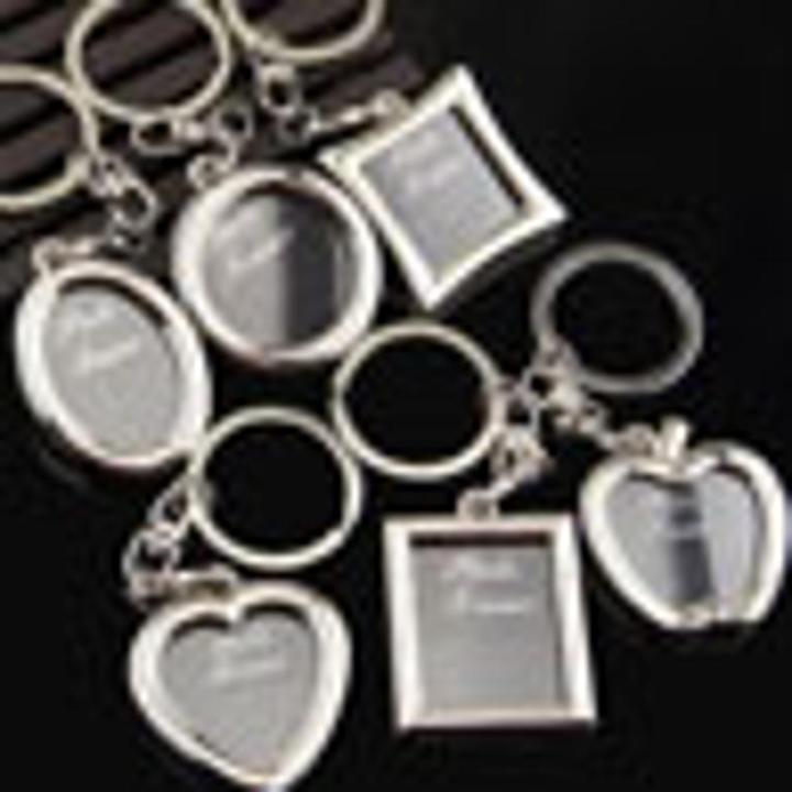 Creative Mini Heart Square Round Oval Insert Photo Frame Rotary Keychain Keyring