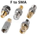 JXRF Connector 2pcs RF coaxial coax adapter F Type Female Jack to SMA Male Plug Straight F connector to SMA Connector. 