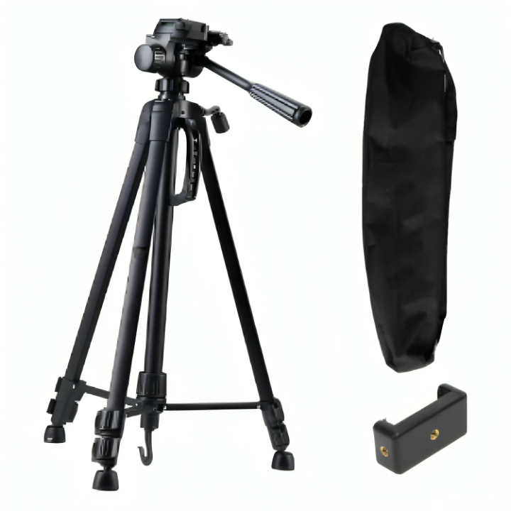 5 Feet Black Professional Tripod Stand Aluminum Alloy Foldable Portable Photography Tripod for Mobile Phone and Camera