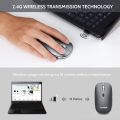 LeadsaiL Wireless Computer Mouse, 2.4G Portable Slim Cordless Mouse Less Noise for Laptop Optical Mouse with 4 Buttons, 2 AAA Battery, USB Mouse for Laptop, Deskbtop, Mac/Book (Grey). 