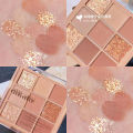 DIKALU Milk Tea Nine Colors Eyeshadow Palette Pearlescent Matte Nine Square Grid Eyeshadow 9 Colors Transparent Acrylic Nude Color. 