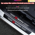 HONDA LOGO CARBON FIBER SILL PROTECTOR 4 Pcs -SCUFF PLATE CARBON FIBRE, PROTECT DOOR ANTI SCRATCH FOR CARS (HONDA). 