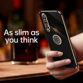 For Huawei Y8P Back Cover with Ring Holder Stand Plating Square Bumper Protective Case Camera Lens Protection Soft Silicone Shockproof Mobile Phone Cases. 