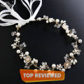 Silver Color Crystal PearlHeadband Flower Wedding Hair Accessories Hair Band Female Headband Bridal Tiara Headband Handmade. 