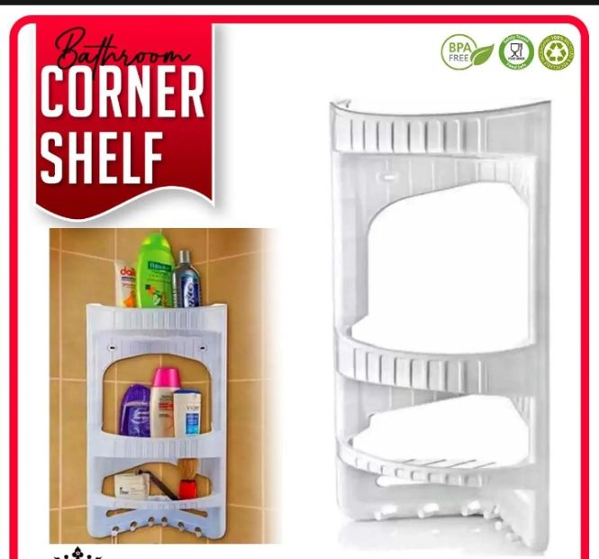 3 Tier Plastic Corner Shelf Organizer Bathroom Shampoo Shower