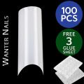 WANTER 100Pcs Fake Nails For Girls, With 3 Nails Glue Sheet, Square Almond Oval Coffin Shape Natural & Transparent Color Artificial Nails Kit Fake Nails Acrylic Nails For Girls Beautiful Nails False Nails With Nails Glue Stickers. 
