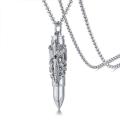 Men Stainless Steel Gothic Bullet Shape Urn Pendant Necklace Memorial Ash Keepsake Cremation Jewellery with 24 inch. 