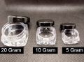 Pack of 12 Empty Cosmetic Containers 10gram Black Cap With outer Acralic Box - Square Shape Mini Plastic Empty Bottle - Makeup Face Cream Pot Jar Refillable Cosmetic Sample Bottles. 