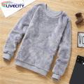Men Pullover Top Windproof Solid Color Male Plus Velvet Sweatshirt. 