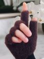 Girls Soft Half Finger Gloves Plush Fingerless Gloves.. 