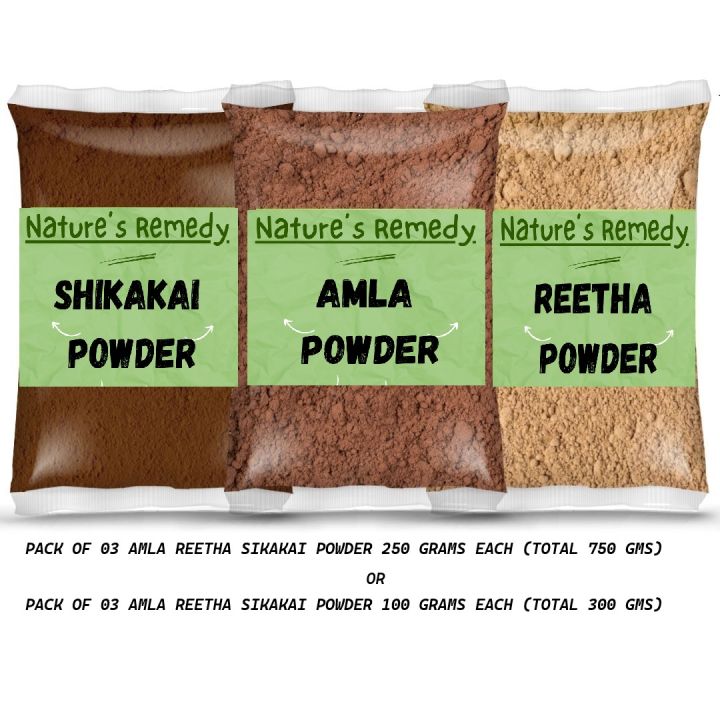 Amla Reetha Shikakai Powder Organic 250 Grams each & 100 Grams Each 100 ...