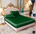 Silk Fitted Bedsheet Plain King Size, 3 Piece Printed Fancy Silk Fitted Bed Sheet King Size with 2 Silk Pillow Covers, Silk Bed Sheet King Size Fancy has Soft and Elegant Feel Size  78' x 84' x 12'. 