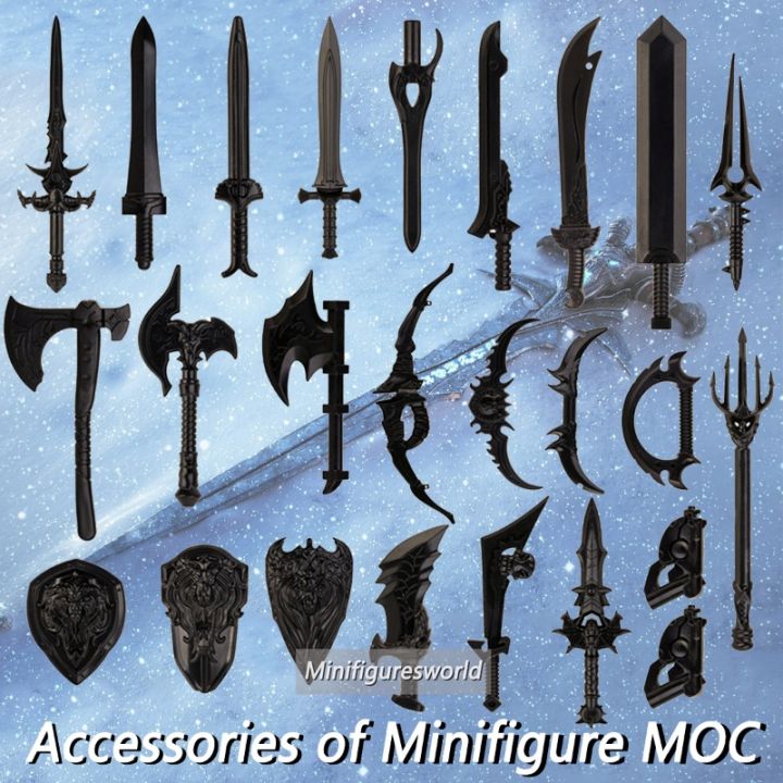 Toys Accessories of Minifigures Lionheart Shield Warcraft Bow Axe Frostmourne World of Warcraft Mini Figures MOC