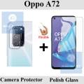 Oppo A72 Tempered Glass Screen Protector Polish Glass + Back Camera 9H Gorilla Flexible Protector For Oppo A72. 