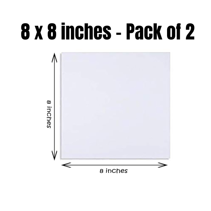 Pack of 2  - Square Canvases 8x8 For Painting, Canvas Boards, Canvas Panels, 100% Cotton Stretched Canvas , Framed Canvas, Small Canvas