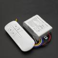 Wireless remote control switch for lights and fan, 3-way channel 220V on/off lamp transmitter. Includes remote control light and fan kit, room light remote control kit, and fan switch kit. Comes with 23A 12V battery. 
