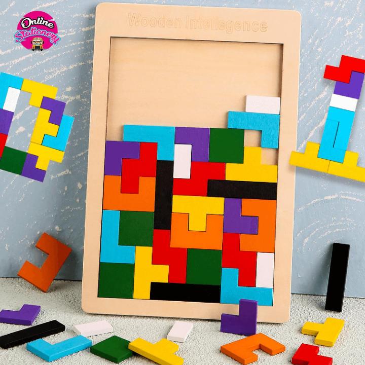 3D Wooden Puzzle Tangram Brain Teasers Educational Toys | Daraz.pk