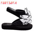 OIMG Korean Sandals For Women Summer Fashion Women'S Bow Wedges Flip Flops Non-Slip Clip Toe Beach Slippers Wedge Sandals Female Shoes Women Shoes. 