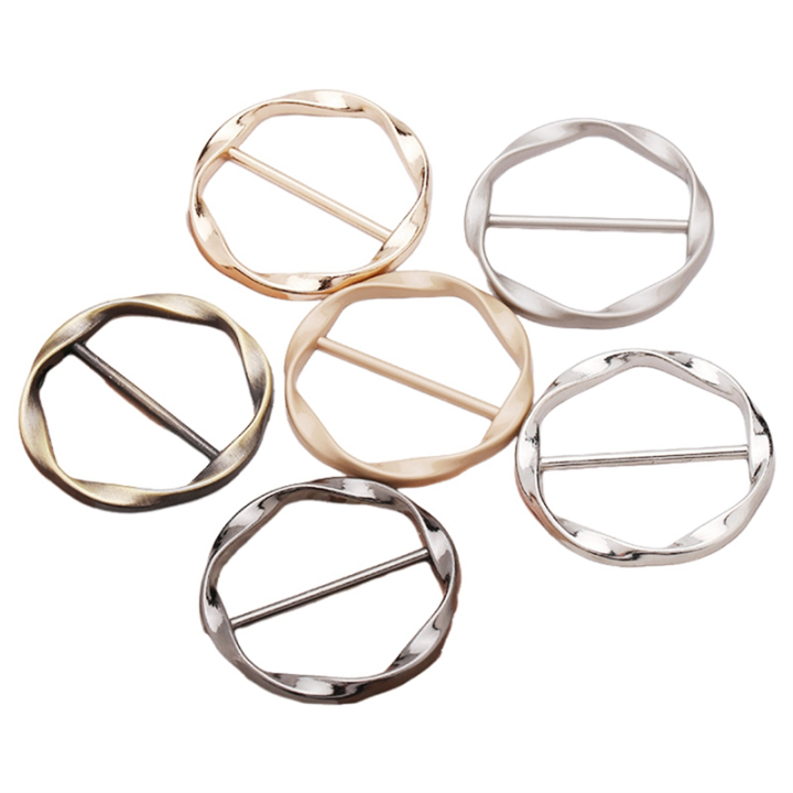 6Pcs Scarf Ring Clip T Shirt Tie Clips for Women Metal Tshirt Waist Tightener Clip Buckle Clothing Ring Clip Replacement Parts