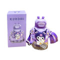 Sanrio Kuromi Round Water Cup with Straw Plastic Bottle High Temperature Resistant  700ml. 
