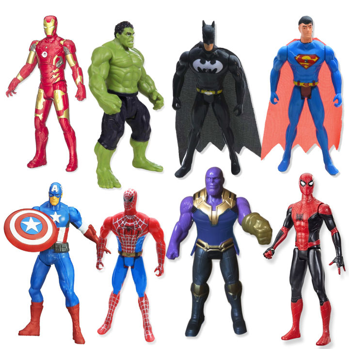 8 Characters Pcs Set - Avengers Marvel and DC Action Figures Superhero With LED Light Toys Movable Head Arms Legs Knee Elbow Moveable Super Hero Figure - Superman Spiderman Batman Toy For Kids Boys Girls Baby Children - Size 11cm / 4.5 inch