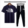 The north face printed Men's Clothing Summer Breathable T-Shirt and Black Trouser Gym wear and comfortable. 